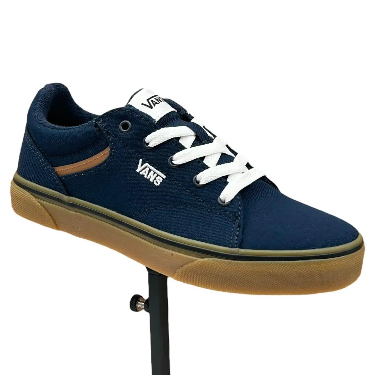Vans Seldan Youth Boy`s Canvas Sneaker Size 3 Gum Dress Blues Lace up Shoes