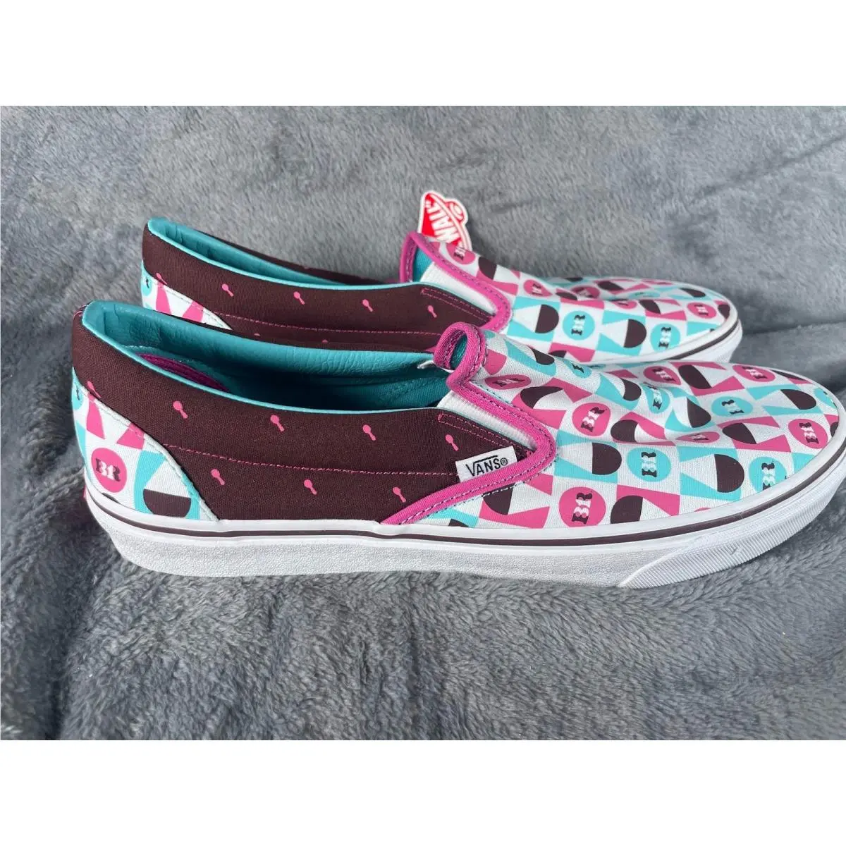 Vans Baskin Robbins Classic Slip-on Pink Teal Brown Women 13 Men 11.5