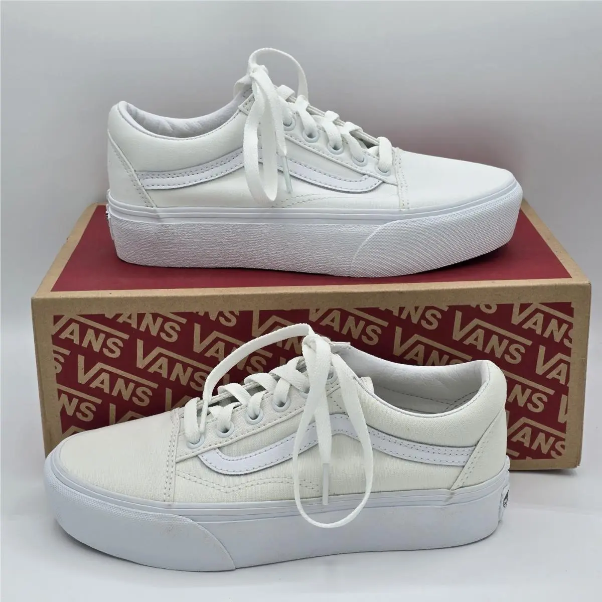 Vans Old Skool Platform Sneakers True White VN0A3B3UW00 Women’s 6.5 Men’s 5