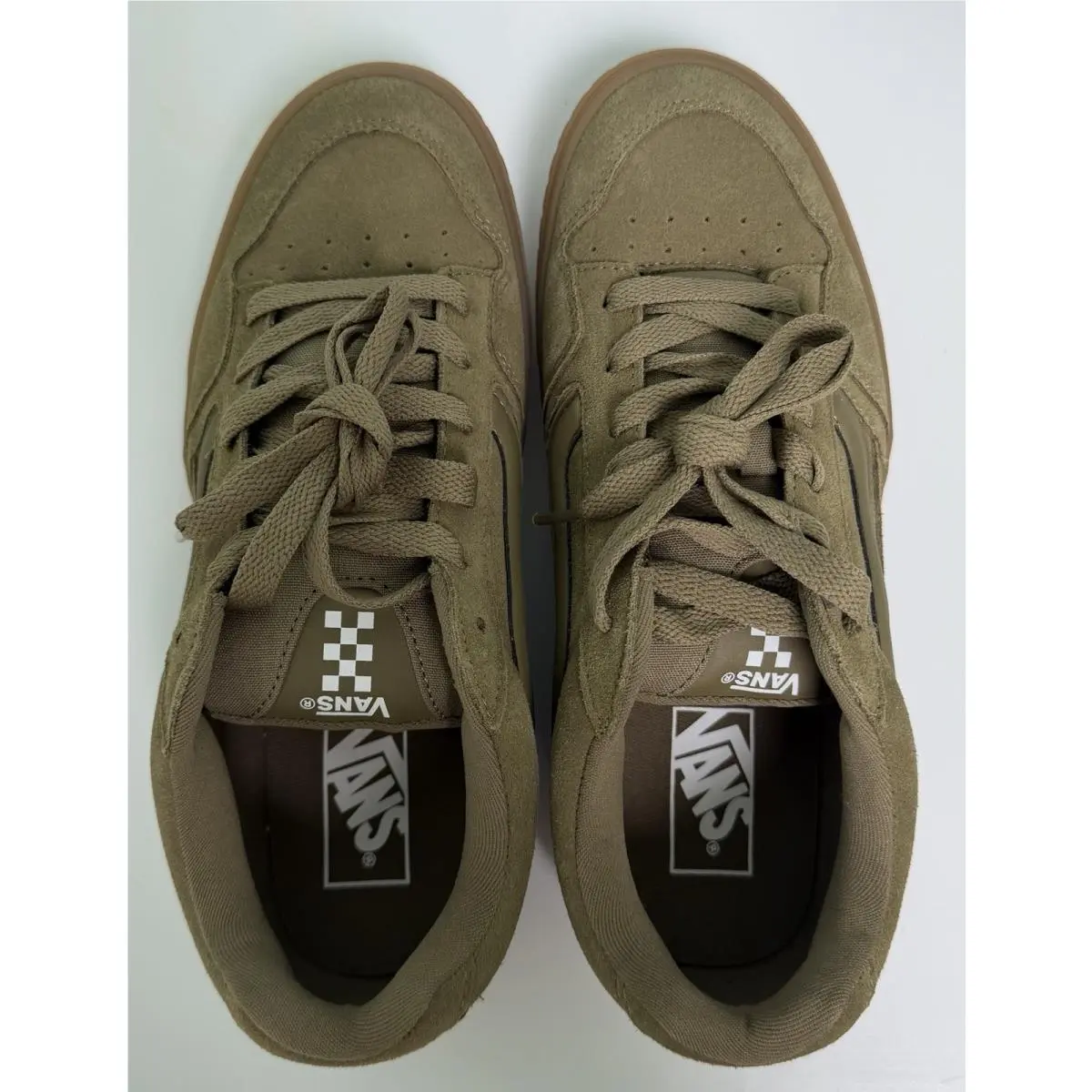 Vans Caldrone Women`s Translucent Gum Gothic Green Suede Size 10
