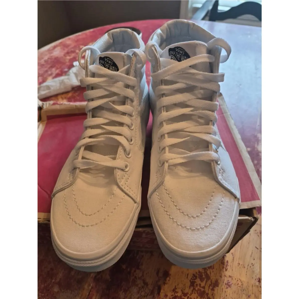 Vans Off The Wall Sk8-Hi Skateboard Shoes Men`s Size 5.5 Women`s 7 White