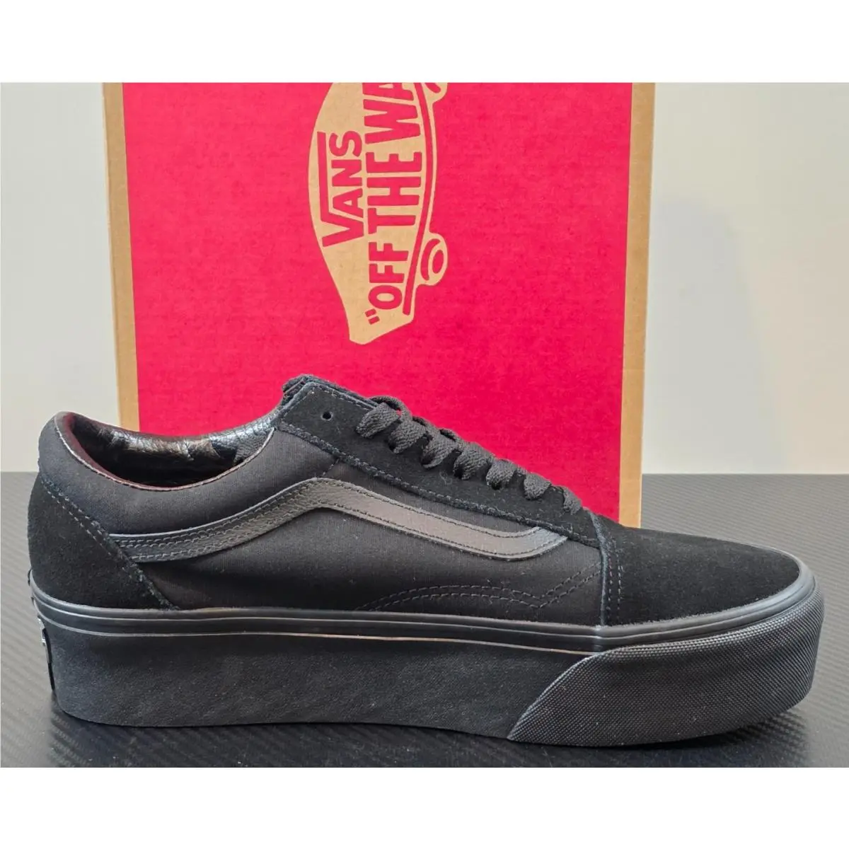 Vans shoes - Vans Old Skool Stackform Black Sneakers - VN0A7Q5MBKA - Black (UPC: 196244971807) 7
