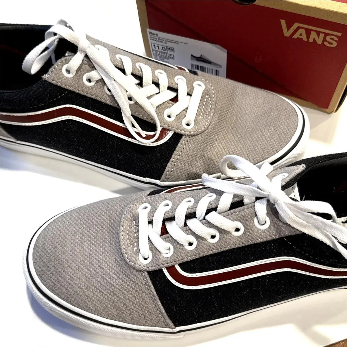 Vans shoes - Vans Ward - Ward - Navy and Grey with Burgundy Stripe 1