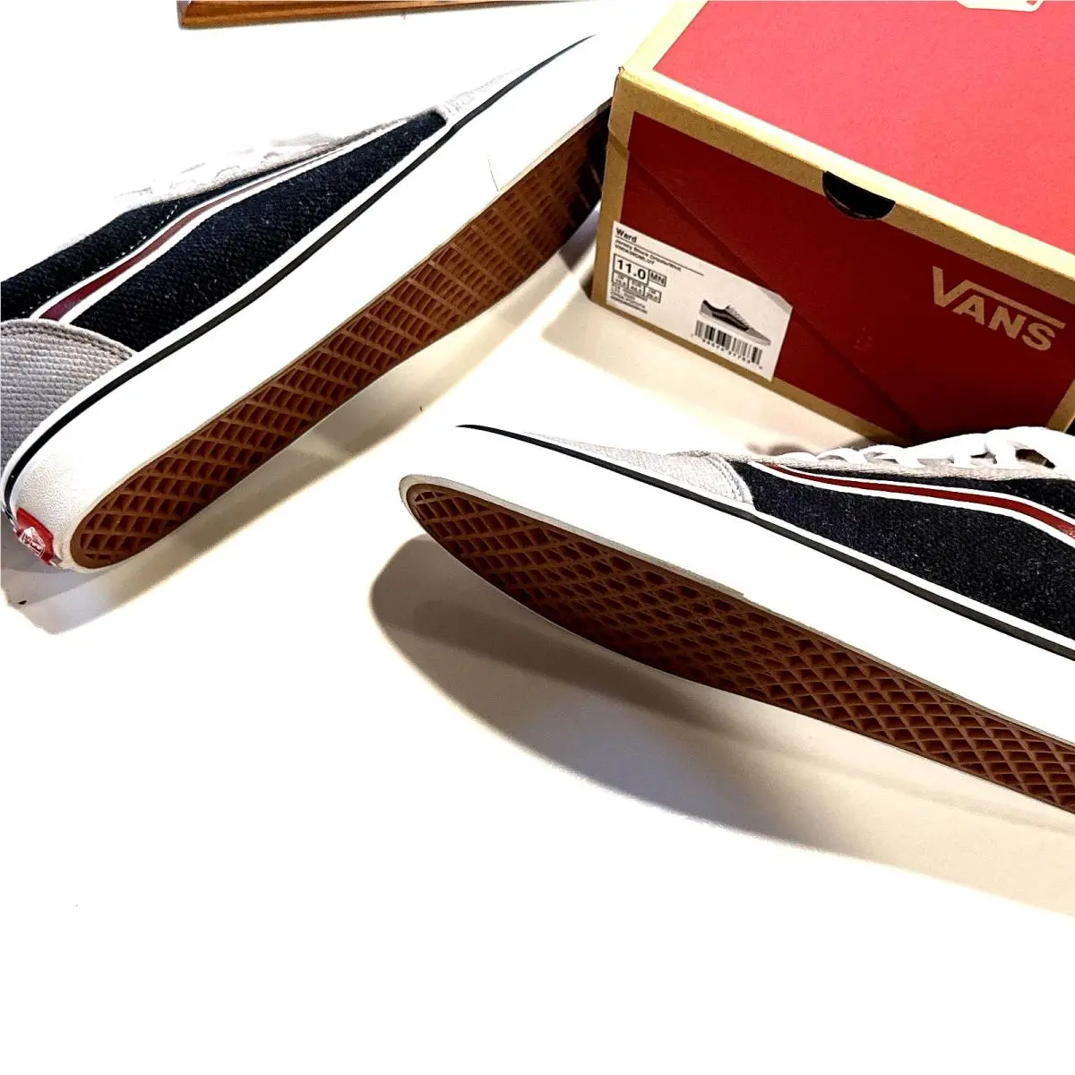Vans shoes - Vans Ward - Ward - Navy and Grey with Burgundy Stripe 5