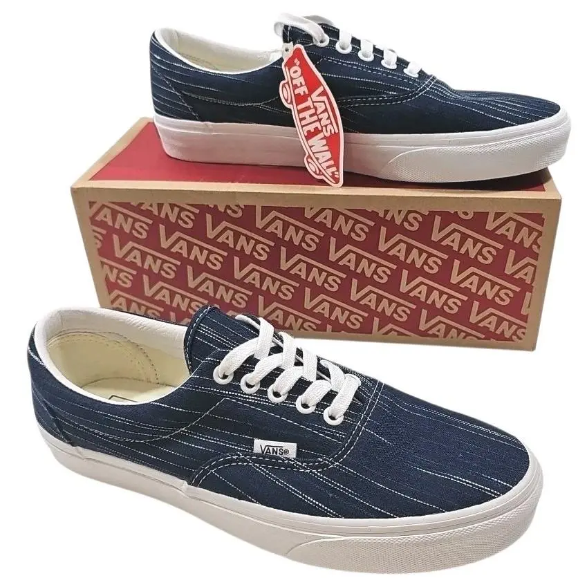 Vans Men`s 9 Woman 10.5 Era Suiting Blue Navy White Stripes Sneakers Shoes