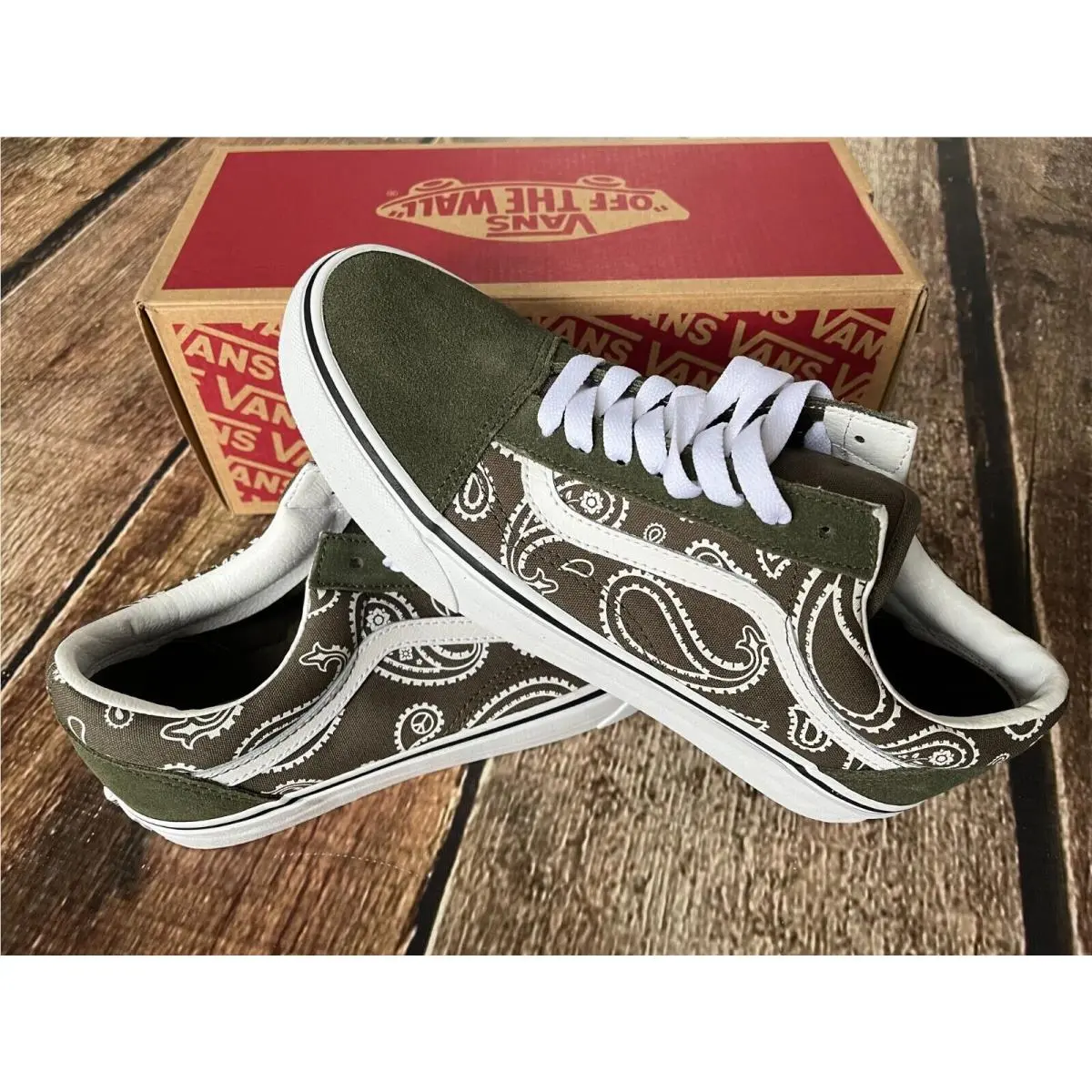 Vans Old Skool Shoes Sneaker Peace Paisley Grape Leaf Mens Size 8.5