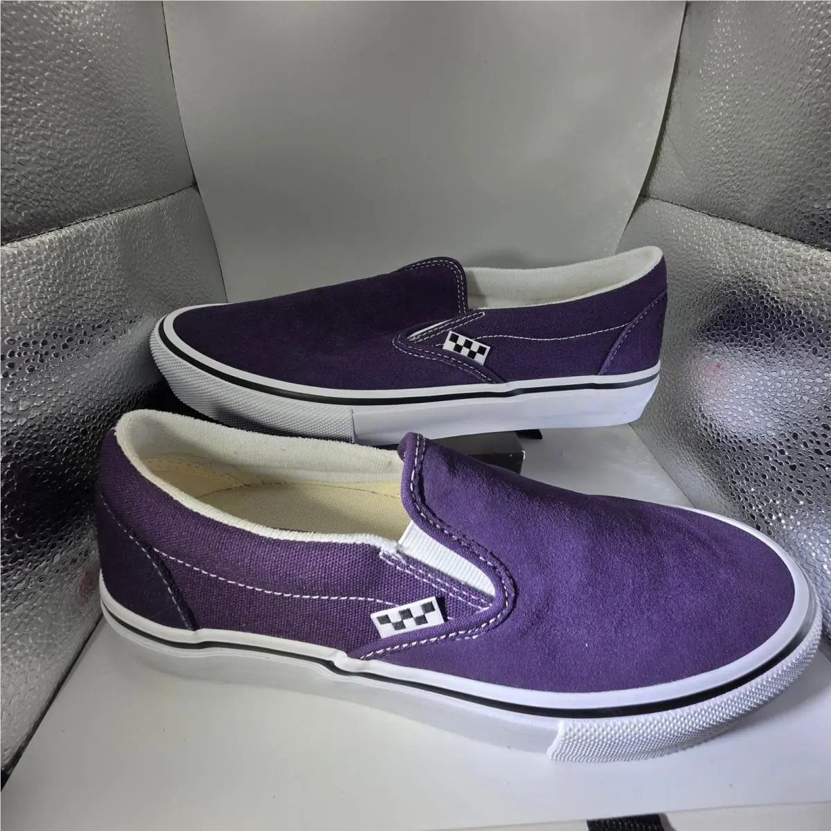 Vans Skate Slip-on Purple Suede Popcush Mens 8.5 Sneakers