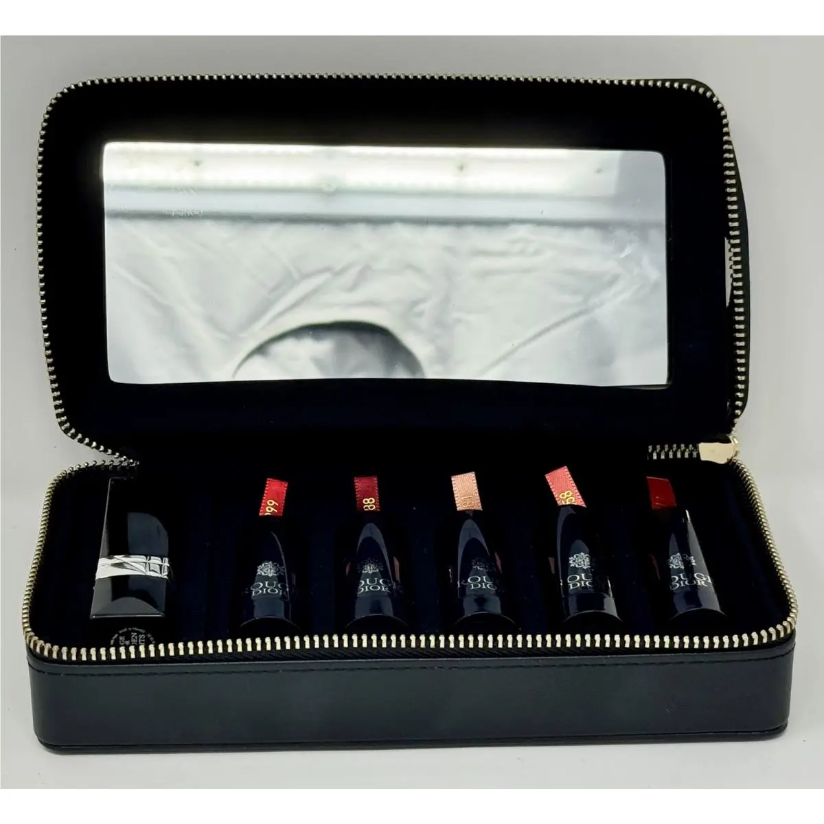 Dior Rouge Golden Nights Lipstick Set 6 Full Size Lipsticks Case Mirror