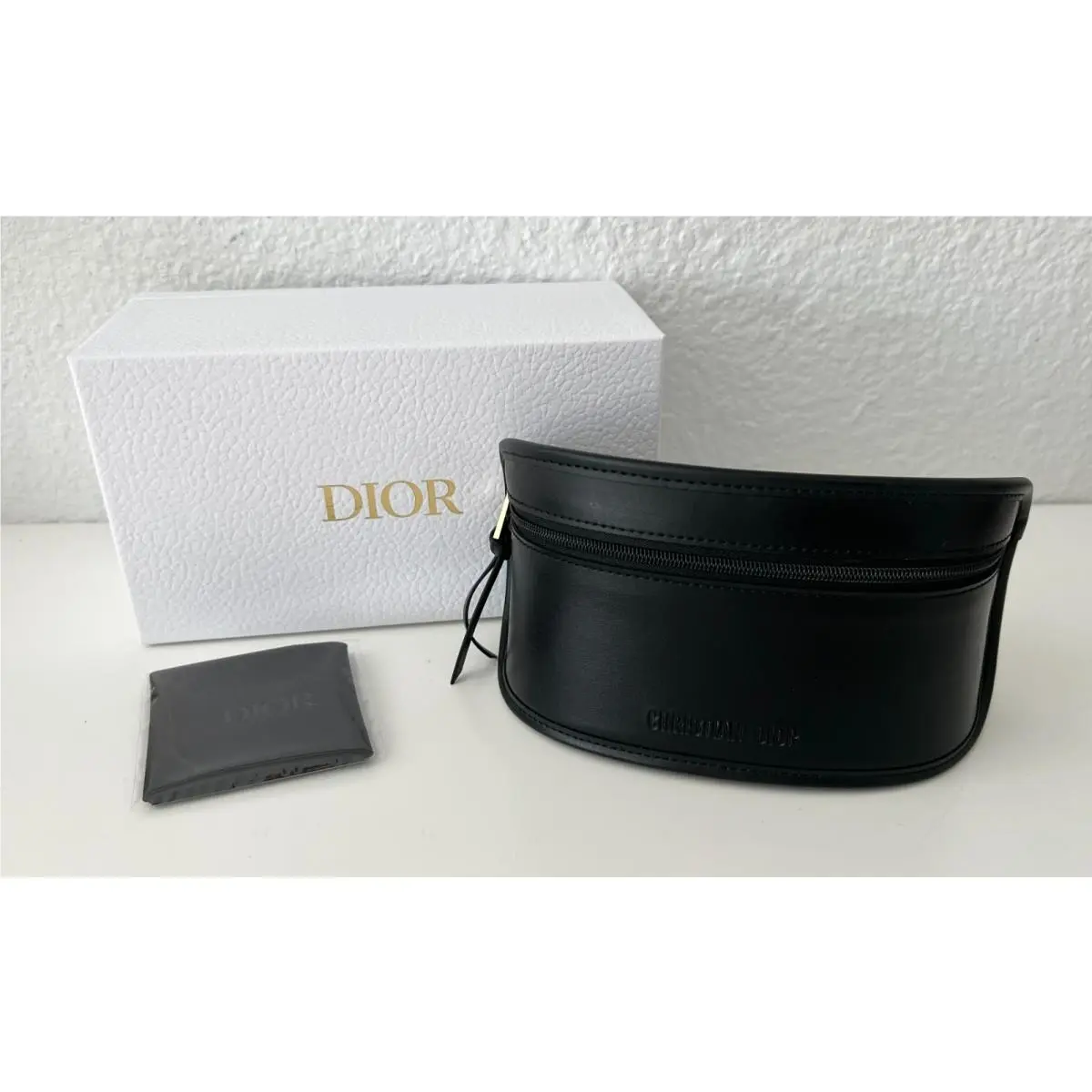 Christian Dior Sunglasses Leather Clam Shell Eyeglasses Glasses Soft Case
