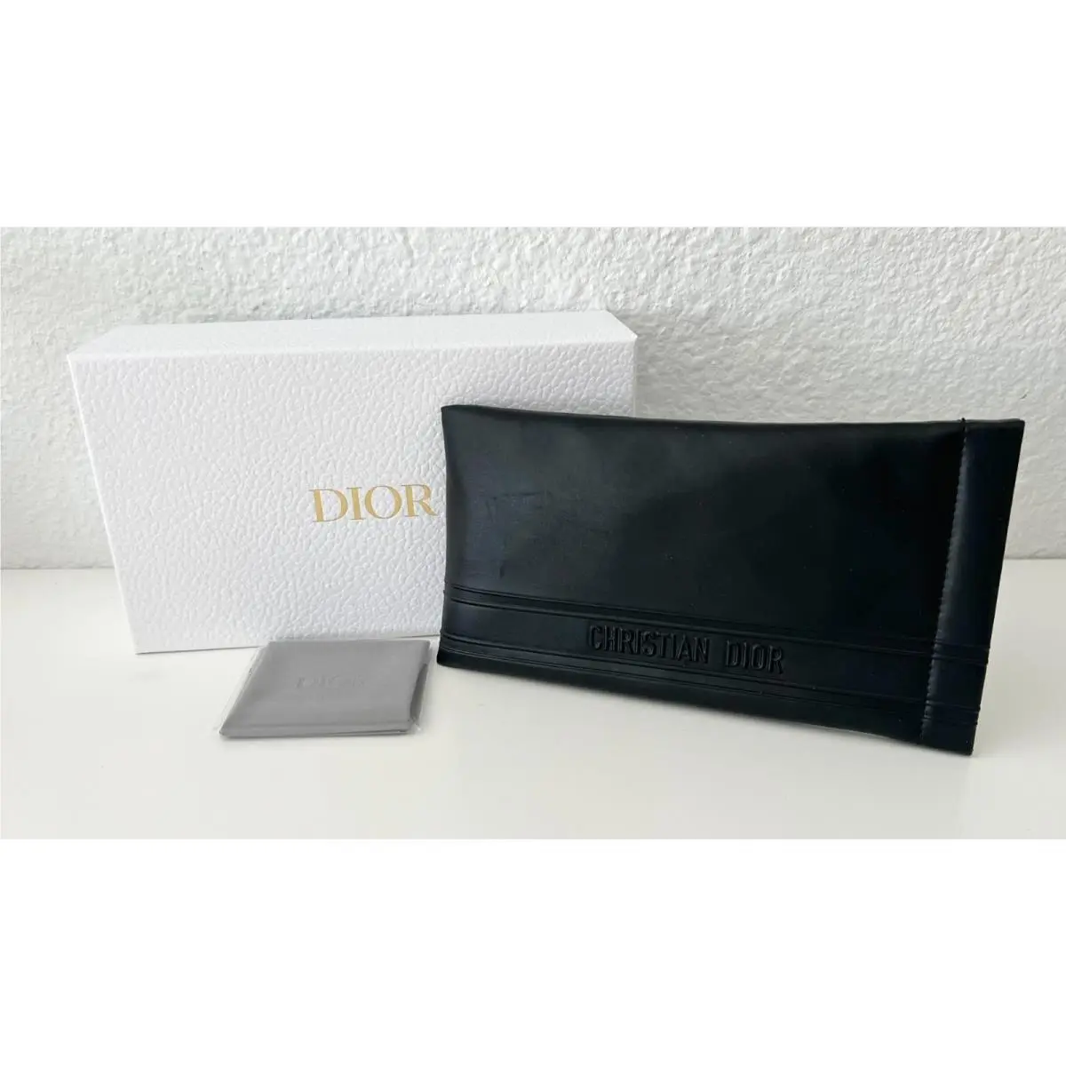 Christian Dior Sunglasses Soft Leather Pouch Eyeglasses Glasses Case Black