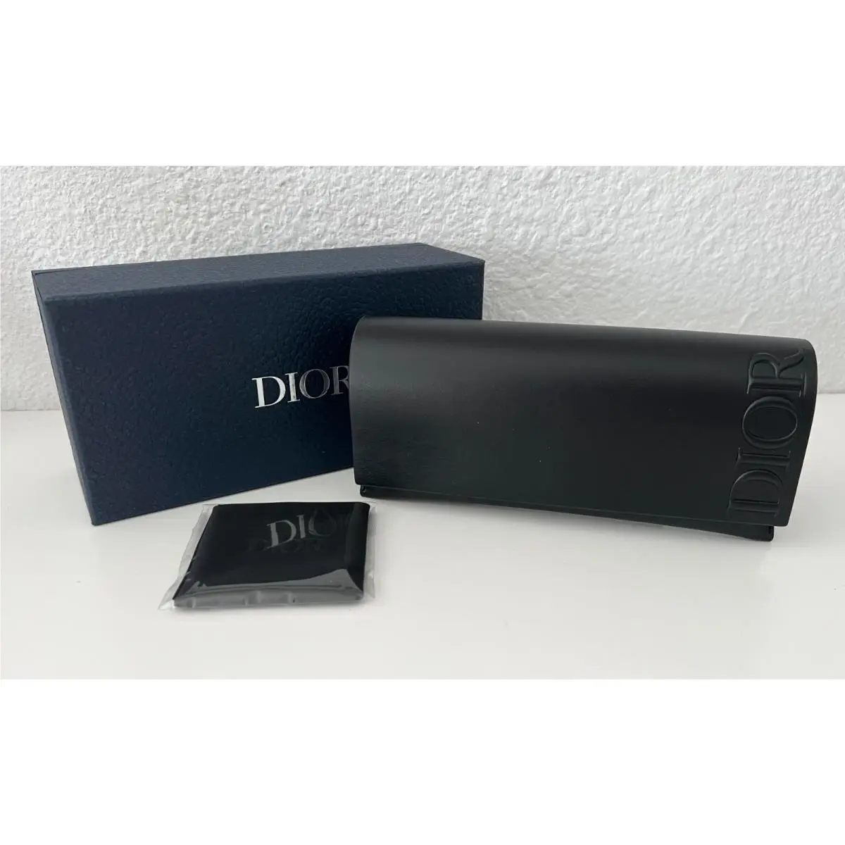 Christian Dior Sunglasses Leather Semi Hard Eyeglasses Glasses Case Black