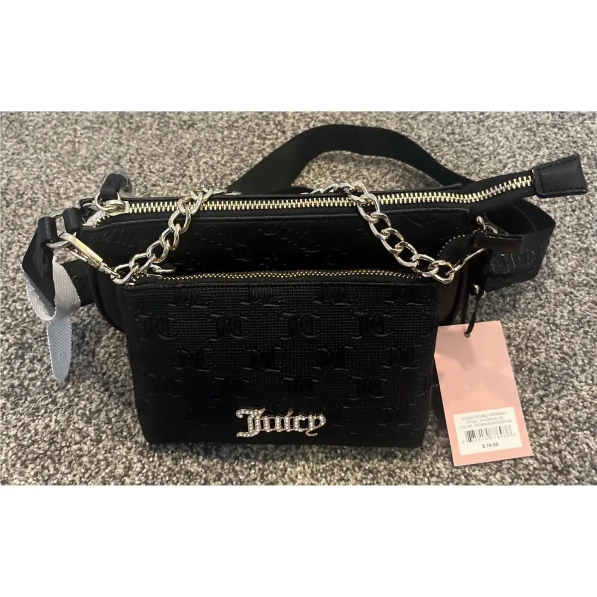 Juicy Couture Y2K Double Trouble Crossbody Bag s Black