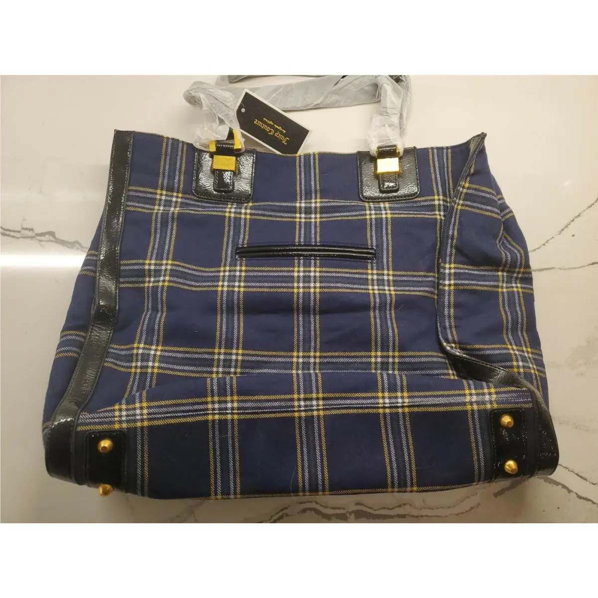 - Nicola Wool Tote - Blue Tartan Plaid - YHRU3133 - / by Juicy Couture