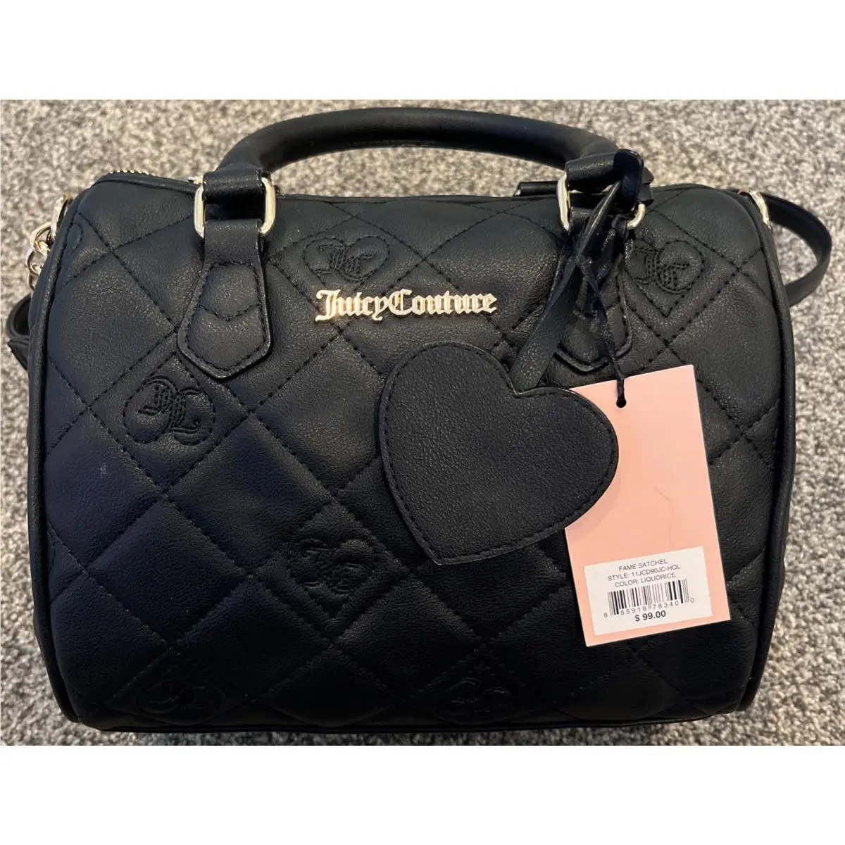Juicy Couture Y2K Fame Satchel Crossbody Bag Liquorice Nior Black Handbag W