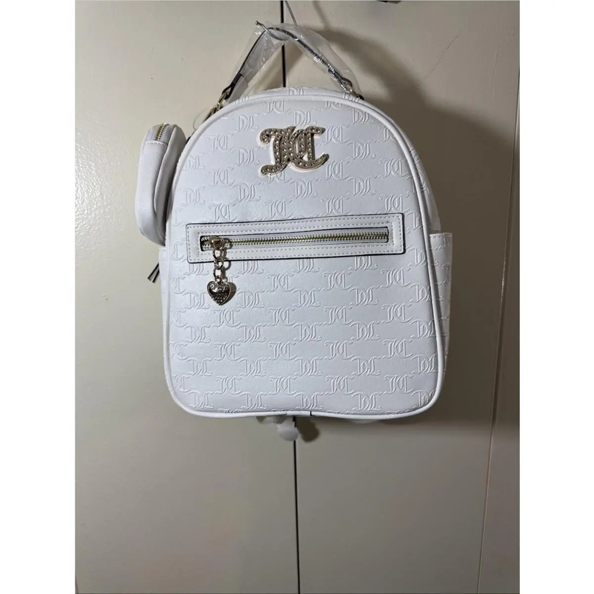Juicy Couture Backpack White All About That Bling Gold Logo 11JCD0PJC-LLW