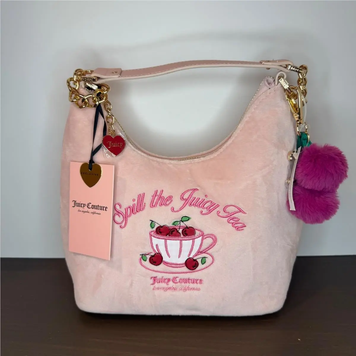 Sweet Tea Party Hobo Bag Spill The Juicy Tea Pink Clay by Juicy Couture