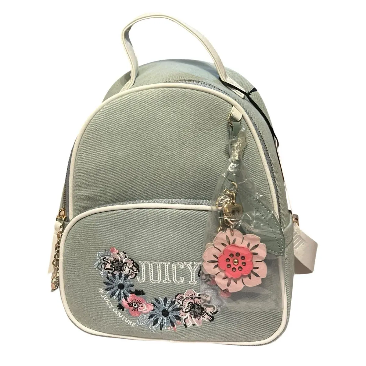 Juicy Couture Retrobloom Small Backpack Charms Bag Washed Denim