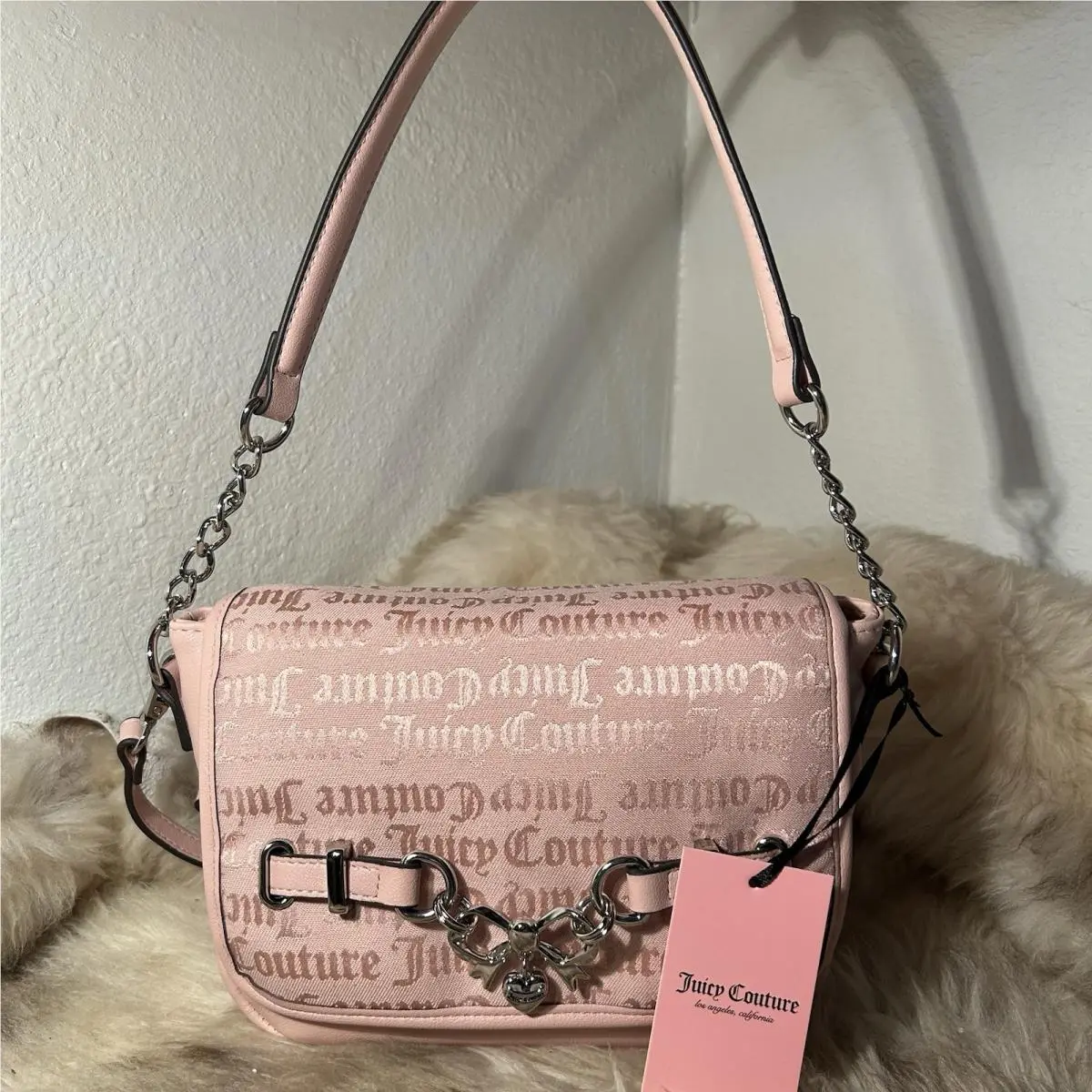 Juicy Couture Juicy Darling Flap Shoulder Bag Crossbody - Pink Diamond