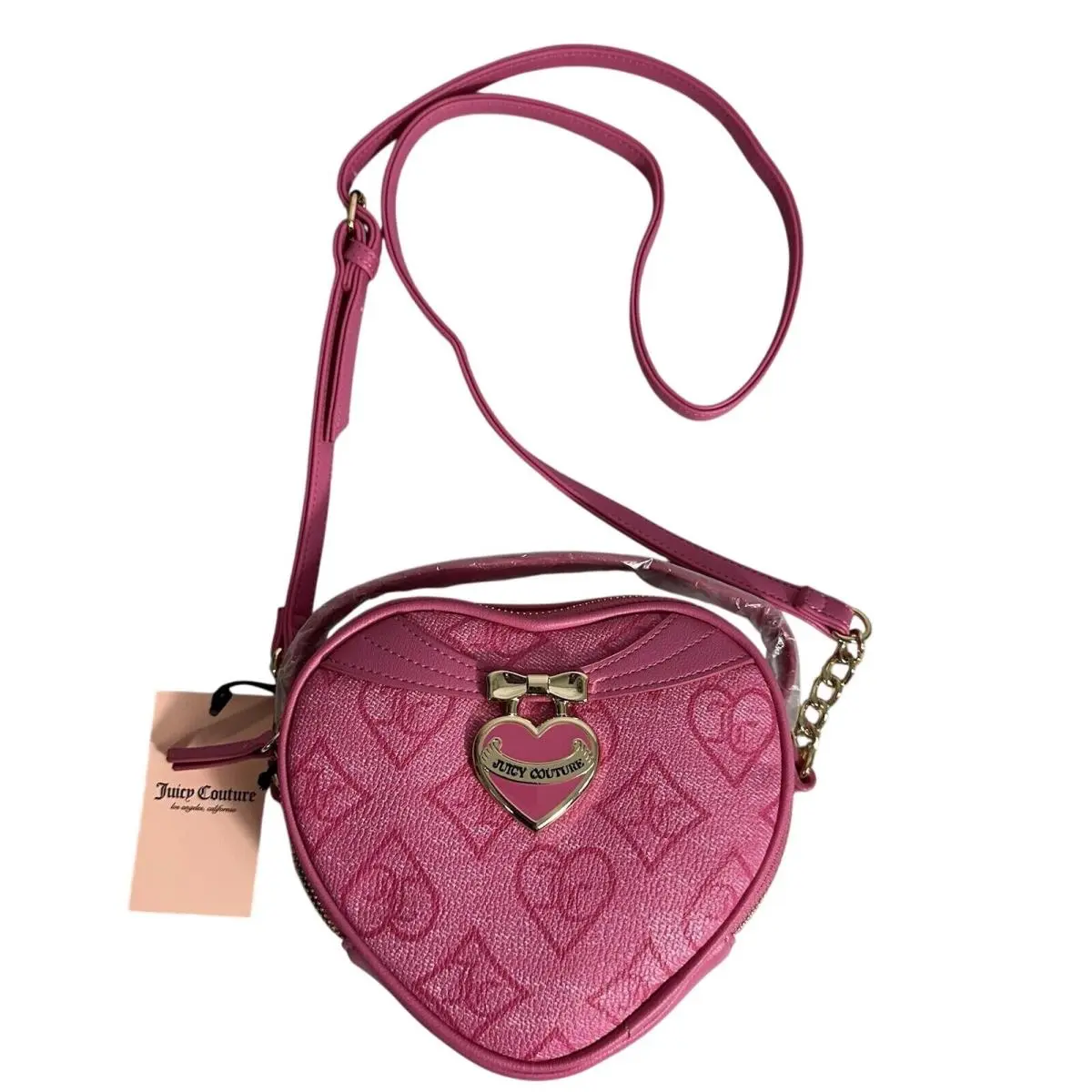 Juicy Couture Heart Mini Tote Crossbody Bag Top Handle Pink 7 W x 6 H x 2 D