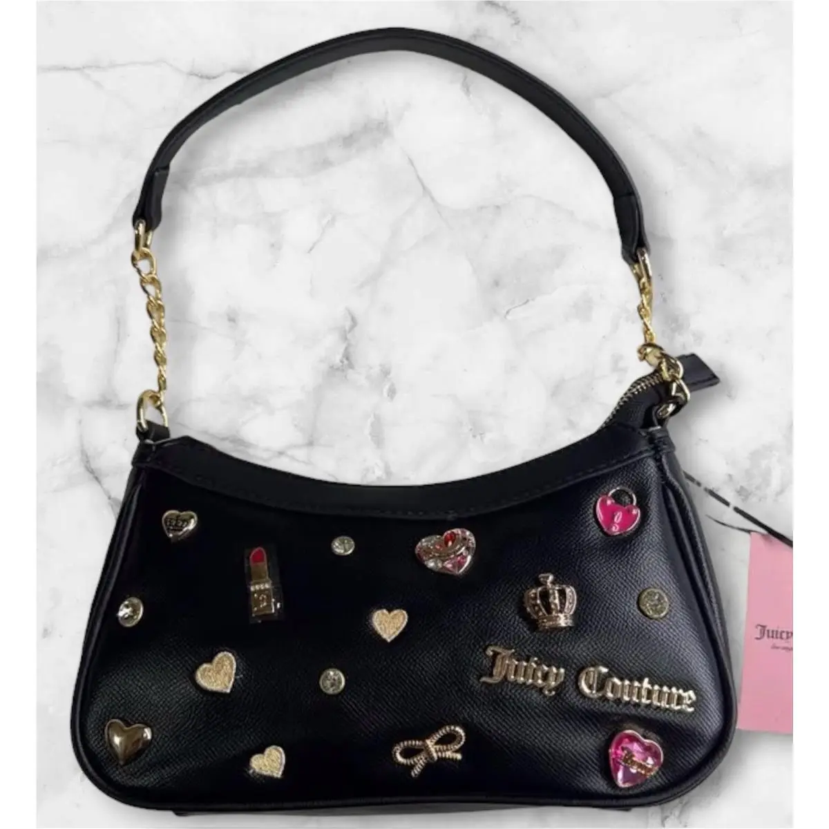 Juicy Couture Black Charm Embellished Turn On The Charm Small Shoulder Bag