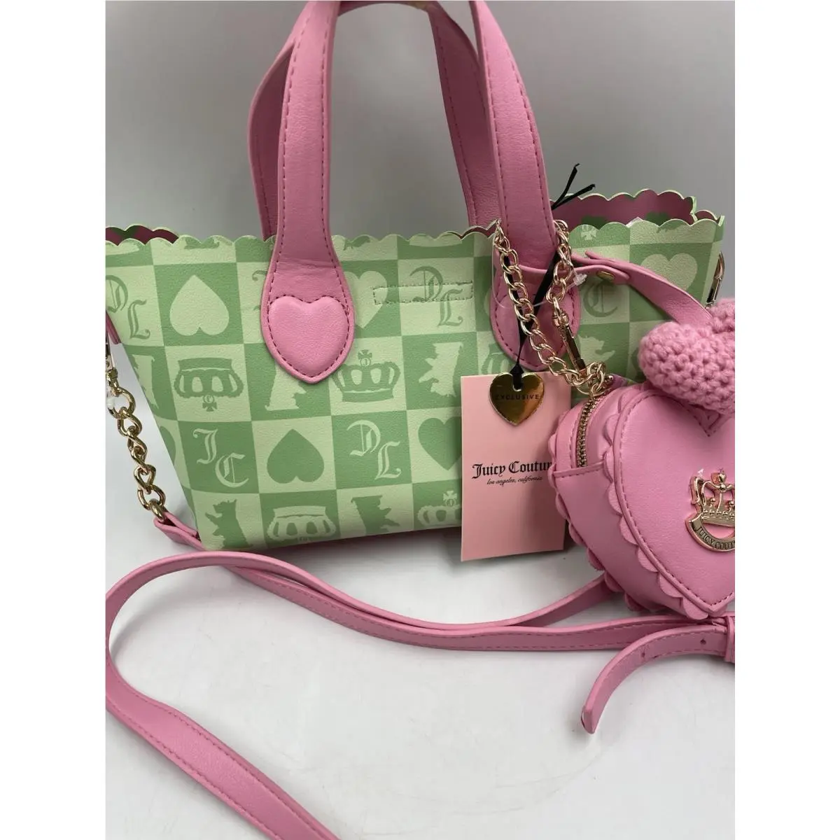 Juicy Couture Sweet Break Time Mini Bag Retro Green Pink W/coin Purse Heart