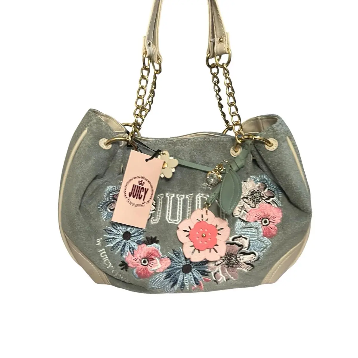 Juicy Couture Retrobloom Satchel Terry Charms Bag In Sage