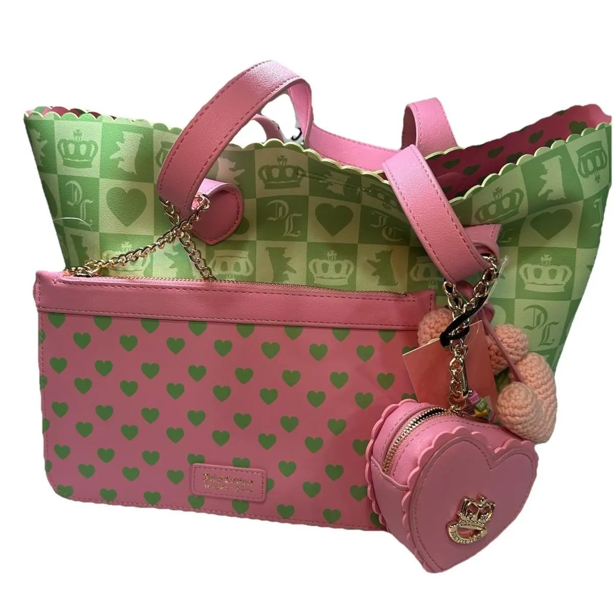 Sweet Break Time Tote Bag 2-in-1 Retro Green Wristlet Coin Purse by Juicy Couture
