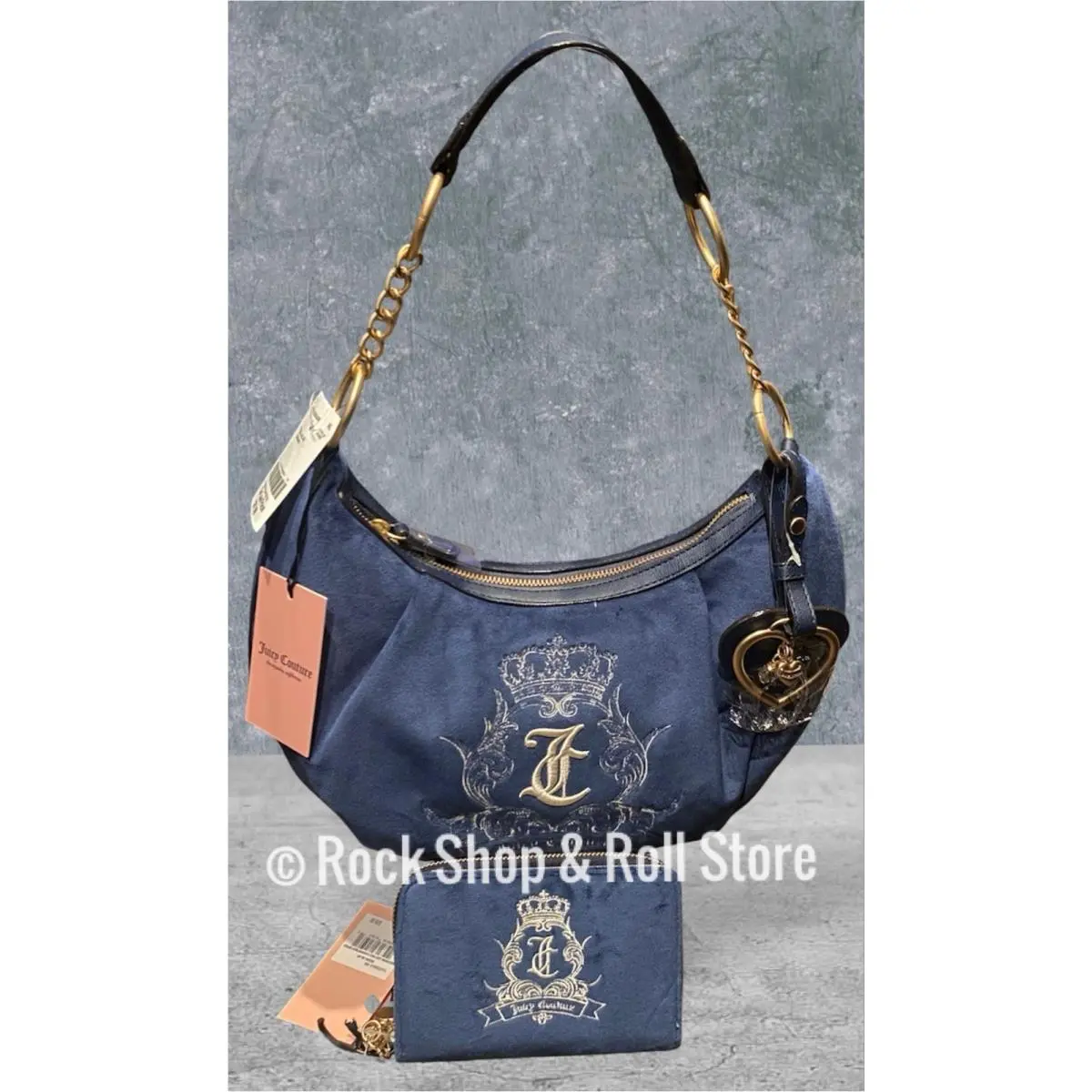 Regal Blue Need More Juicy Hobo Bag Wallet Set Heart Charm by Juicy Couture