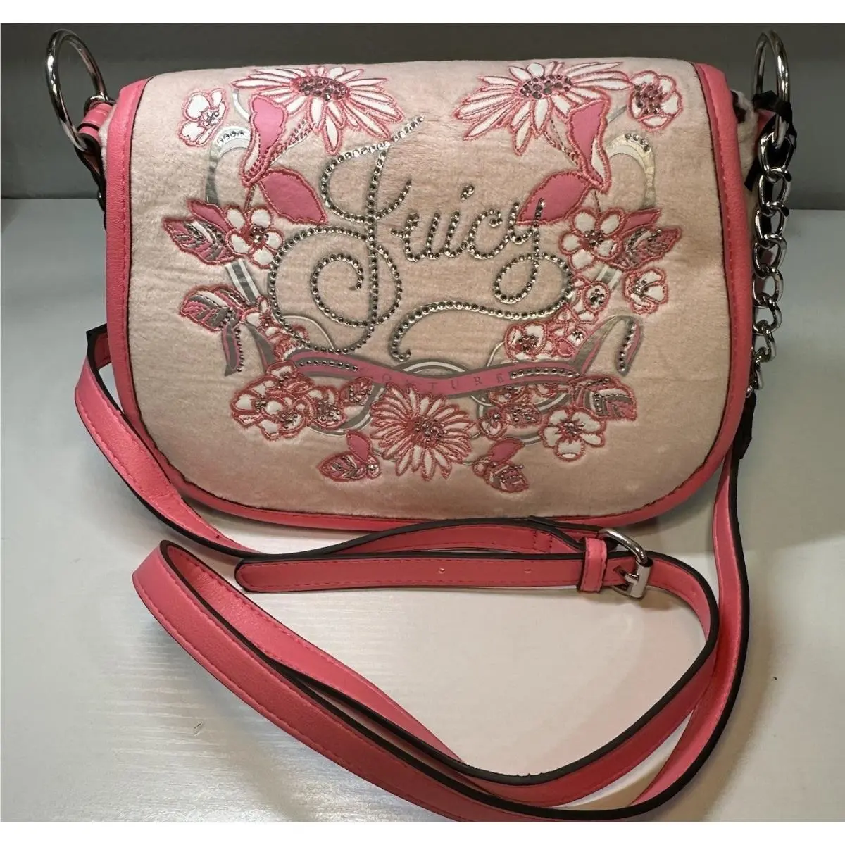 Juicy Couture Crossbody Purse Powder Blush Pink Juicy In Bloom Adjustable