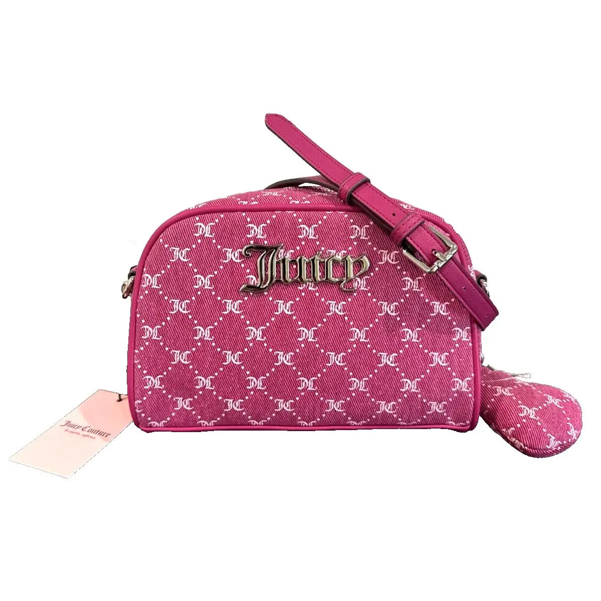 Juicy Couture Crystal Crush Camera Crossbody Bag Raspberry Tart Pink Heart