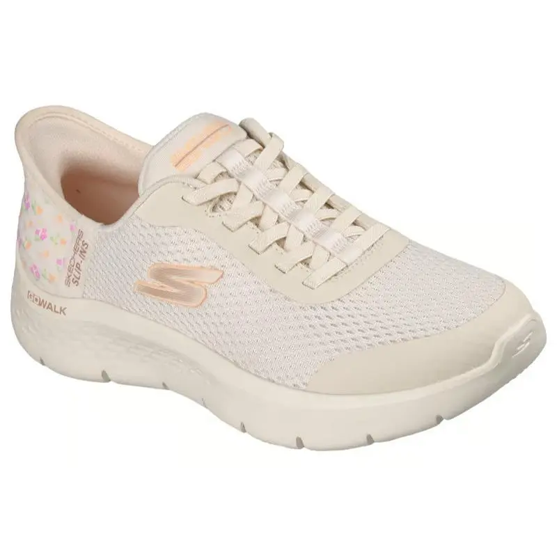 Womens Skechers Slip Ins GO Walk Flex Lily Rose Natural Mesh Shoes - Beige