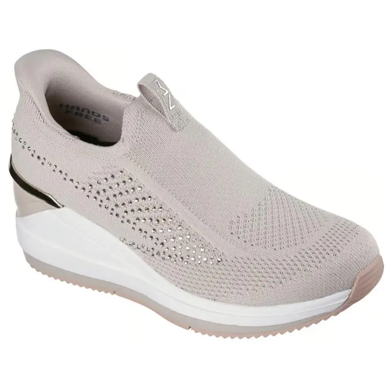 Womens Skechers Slip Ins Mark Nason The Triple Wedge Milee Taupe Knit Shoes
