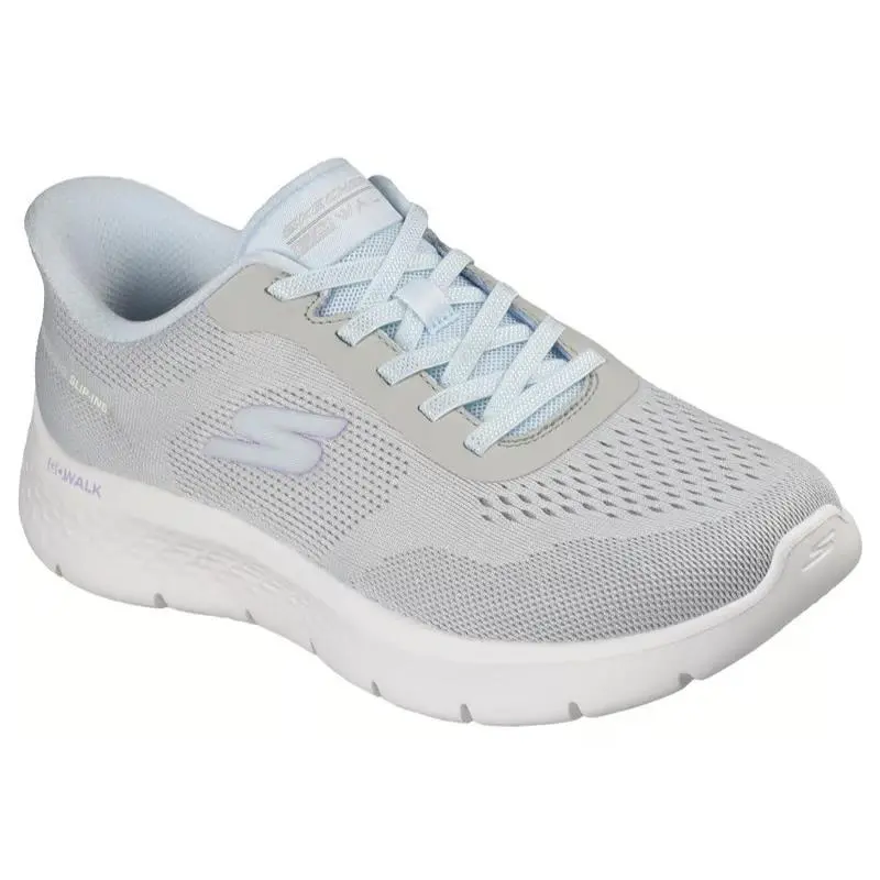 Womens Skechers Slip Ins GO Walk Flex Azriel Gray Light Blue Mesh Shoes - Gray