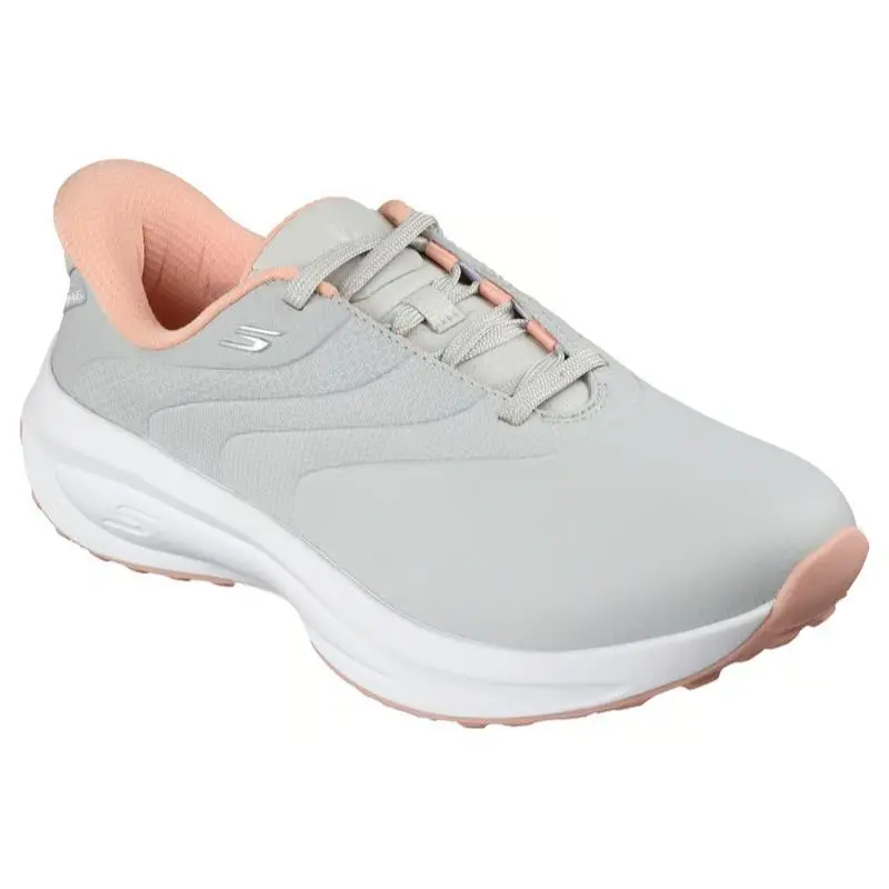 Womens Skechers Slip Ins Golf Waterproof Flow SI Light Gray Pink Mesh Shoes