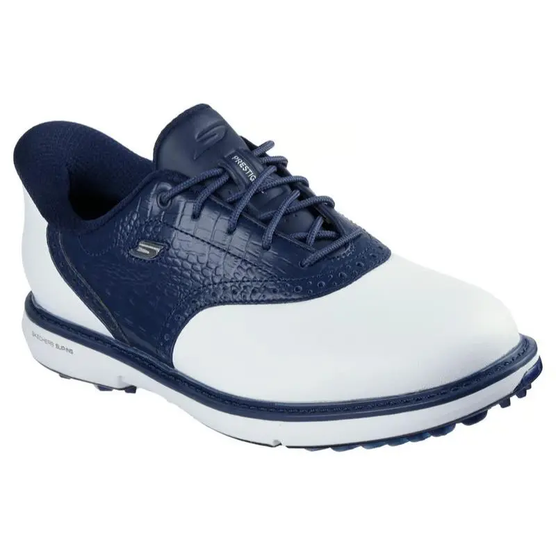 Womens Skechers Slip Ins Waterproof GO Golf Prestige SL White Navy Leather