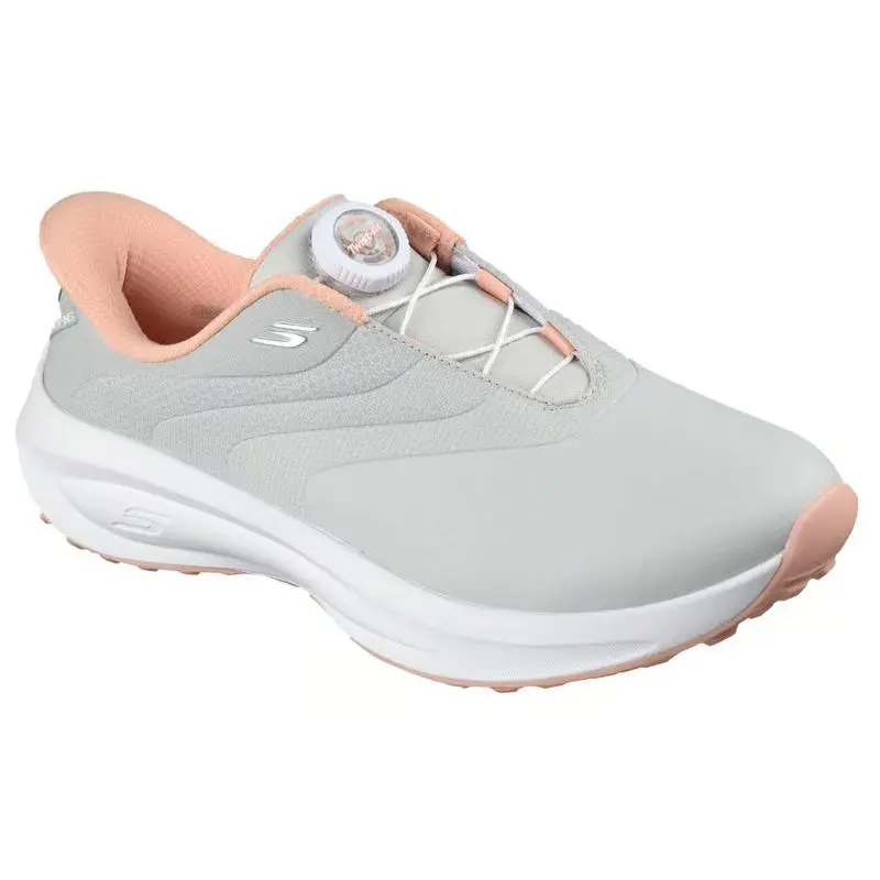 Womens Skechers Slip Ins Golf Waterproof Flow SI Twist Light Gray Pink Mesh