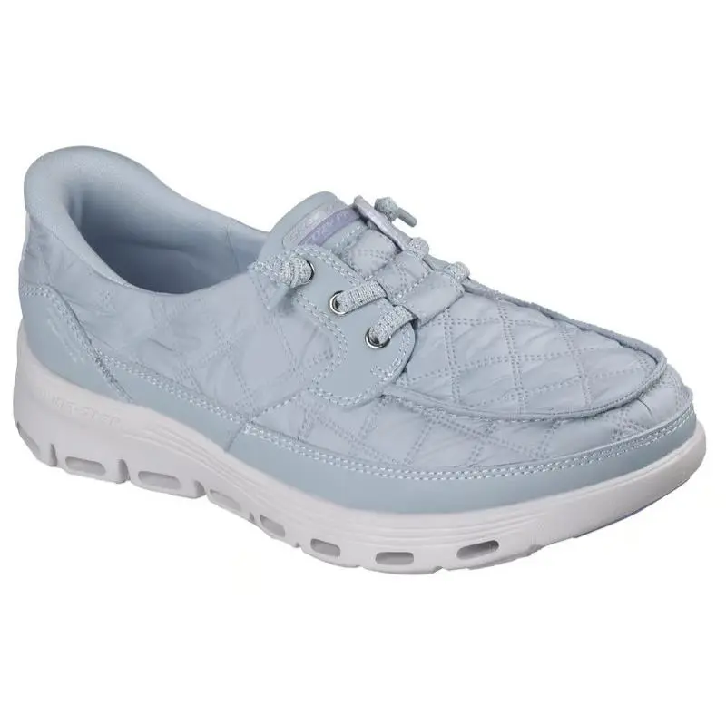 Womens Skechers Slip Ins Glide Step Serene Cozy Fit Light Blue Quilted Mesh