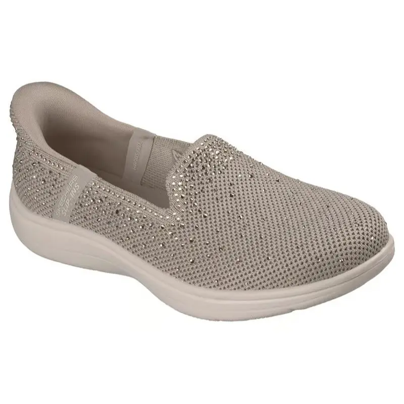 Womens Skechers Slip Ins ON The GO Flex Radiant Dazzled Taupe Knit Shoes