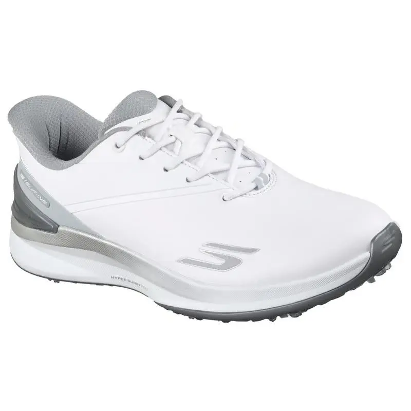Womens Skechers Slip Ins Golf Blade Tour White Silver Leather Shoes