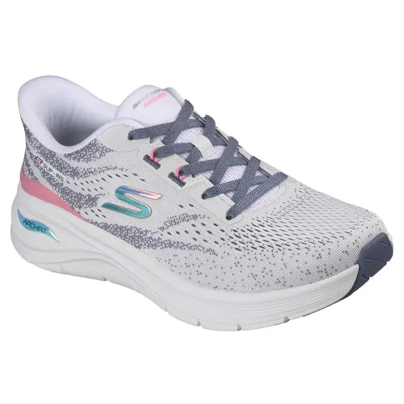 Womens Skechers Slip Ins Arch Fit 3.0 White Multi Mesh Shoes