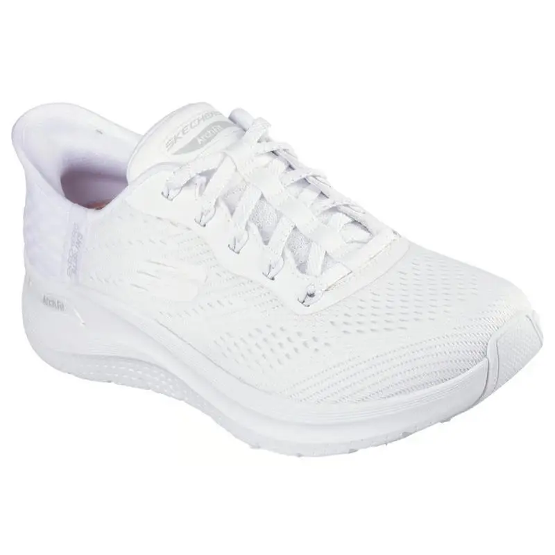 Womens Skechers Slip Ins Arch Fit 2.0 Easy Chic White Mesh Shoes