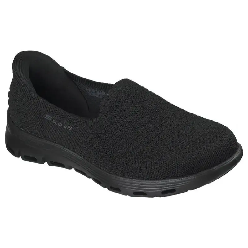 Womens Skechers Slip Ins Glide Step Serene Anne Black Knit Shoes