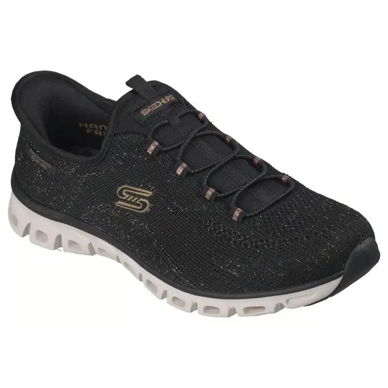 Womens Skechers Slip Ins Glide Step Copper Bloom Black Rose Gold Knit Shoes