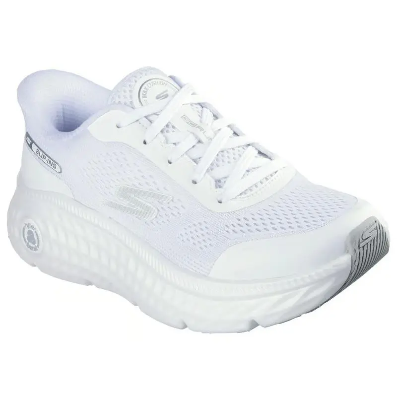Womens Skechers Slip Ins Max Cushioning Hyper Craze 2.0 White Silver Mesh - White