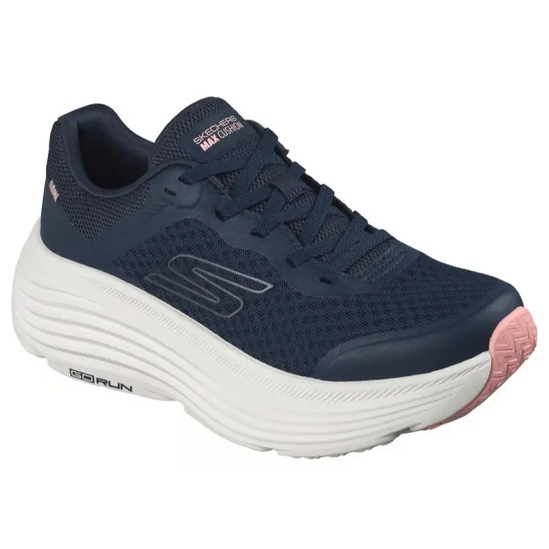 Womens Skechers Max Cushioning Endeavour Navy Pink Mesh Shoes - Blue