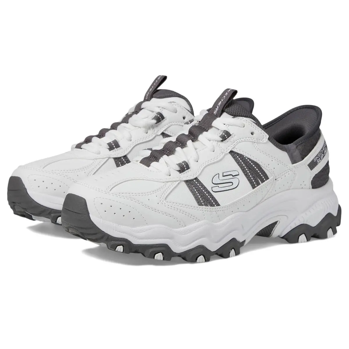 Man`s Shoes Skechers Stamina AT Hands Free Slip-in Sneaker - White/Gray
