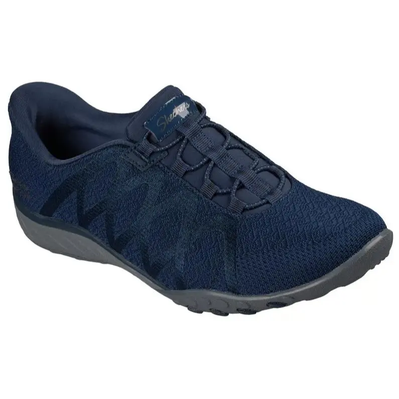 Womens Skechers Slip Ins Relaxed Fit Breathe Easy Eter Navy Knit Shoes - Blue