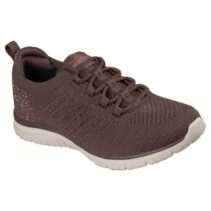 Womens Skechers Waterproof Virtue Rainy Romance Chocolate Knit Shoes - Brown