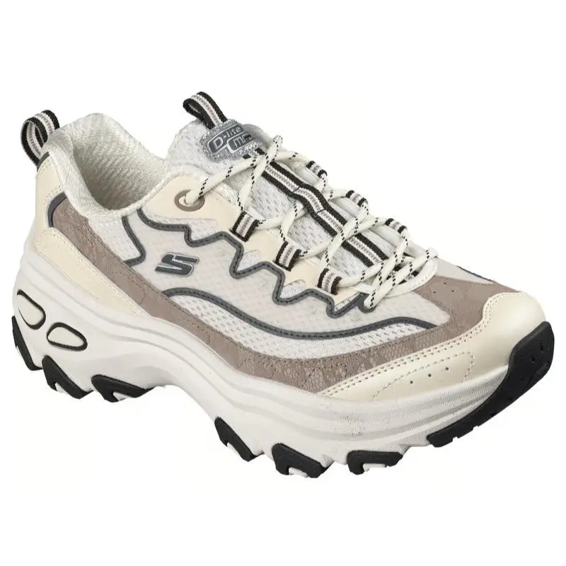 Womens Skechers D`lite Max White Black Mesh Shoes