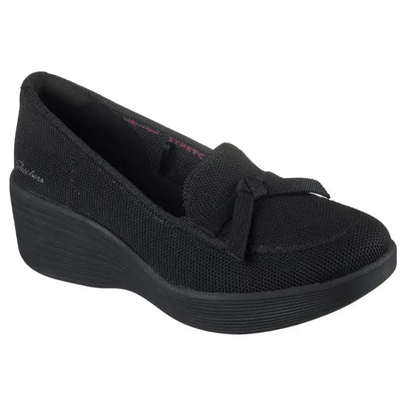 Womens Skechers Relaxed Fit Parallel Soaring Softly Black Knit Shoes